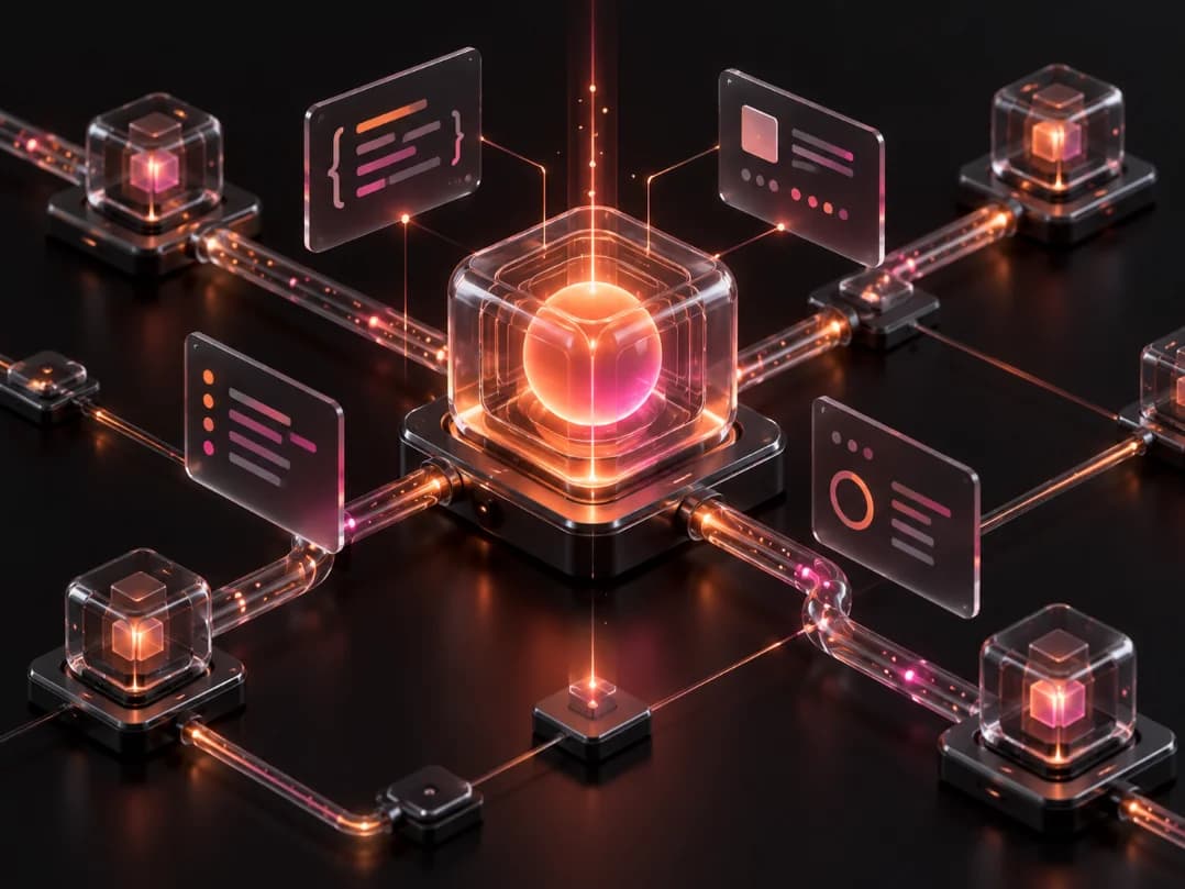 Network of connected nodes exchanging data, lit by the VTurb gradient