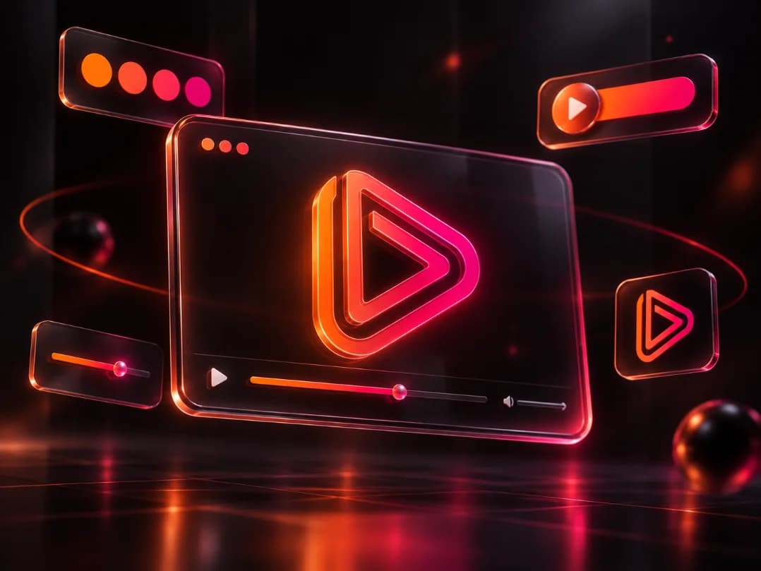 Player window with playback controls, lit by the VTurb gradient